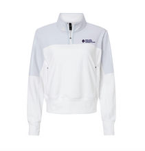 Load image into Gallery viewer, K-Stack Womens 1/4 Zip Fleece Pullover by adidas in White/Lt Blue
