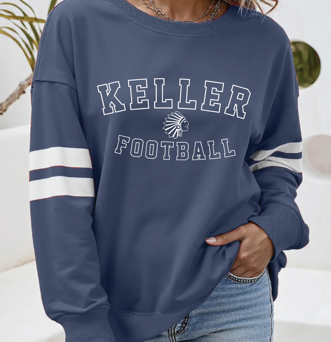 Game Day Varsity Crew Sweatshirt in Navy w/ White Stripes
