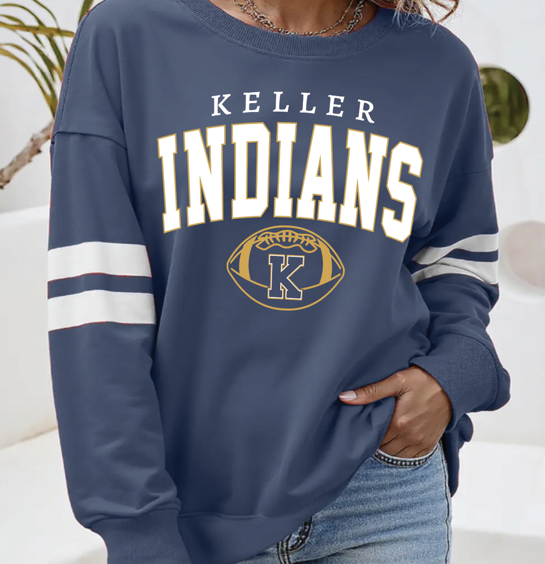 One-N-Only Varsity Crew Sweatshirt in Navy w/ White Stripes