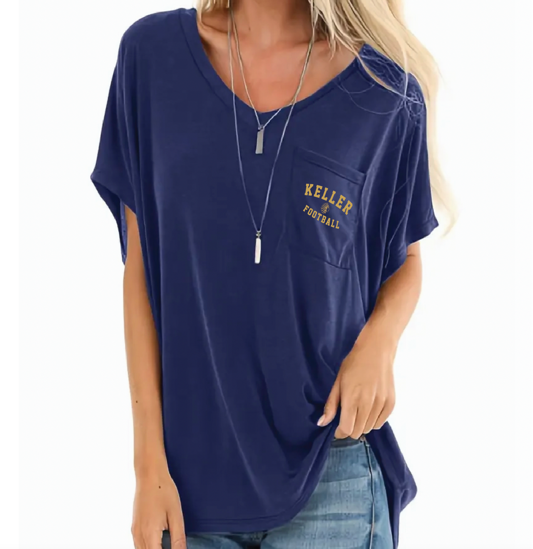Game Day Loose SS V-neck Pocket Tee in Navy