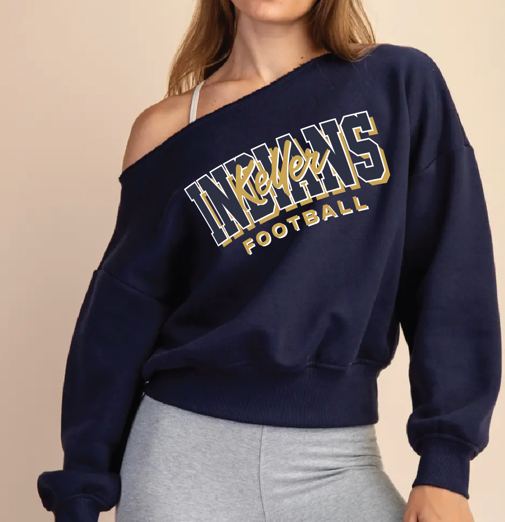 Frontline Off-The-Shoulder French Terry Top in Navy