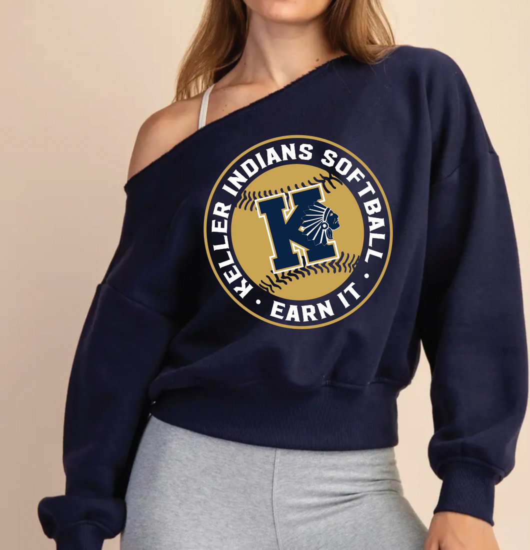 SB Unapologetic Off Shoulder Sweatshirt in Navy