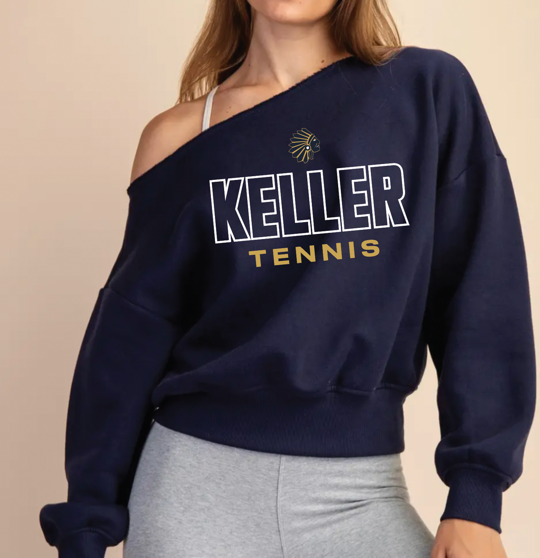 TNNS Rally Off Shoulder Sweatshirt in Navy