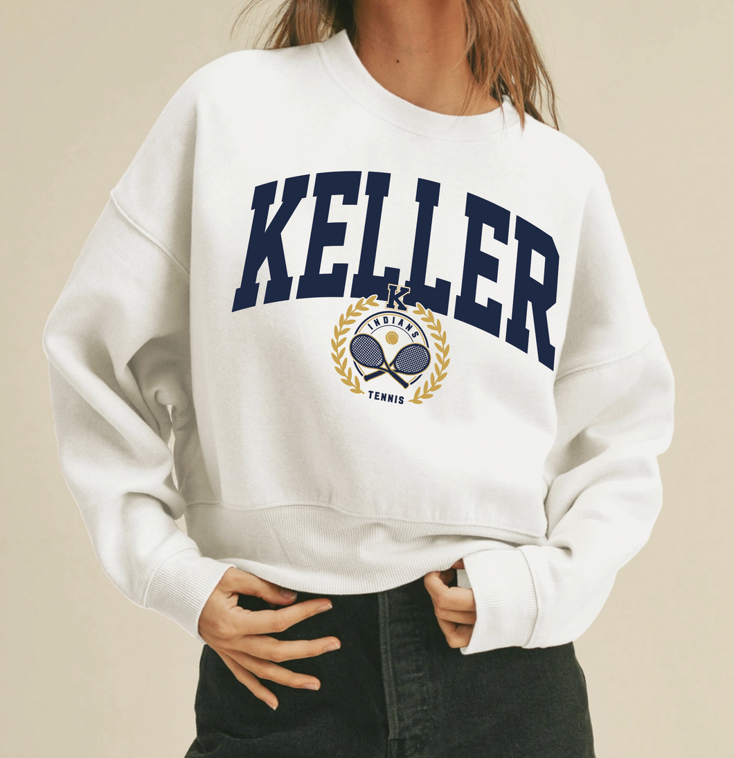 TNNS Tour Short Cropped Crew Sweatshirt in White